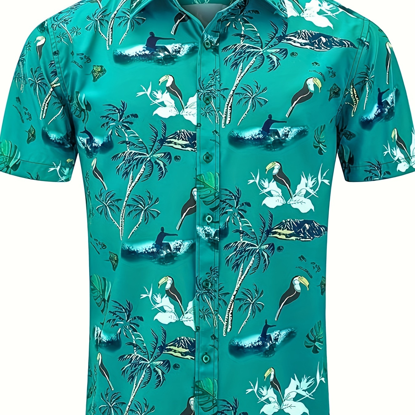 

Men's Casual Hawaiian Shirt, Polyester & Spandex , Lapel Collar, Animal Print, Loose Fit, Woven Fabric, Short Sleeve Beach Button, Tropical Outfit | Relaxed Fit Shirt | Machine Washable Shirt