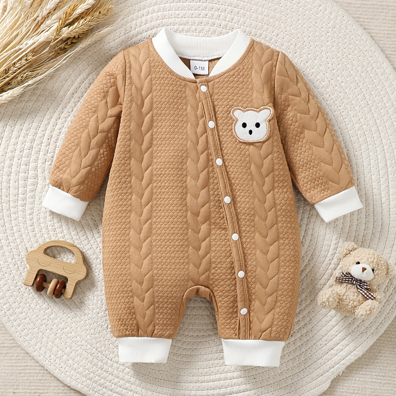 

's Bear Embroidery Long , Toddler & Infant Boy's Bodysuit For