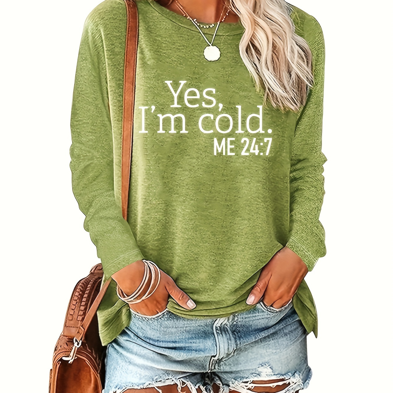 

Letter Print Crew Neck T-shirt, Casual Long Sleeve Top For Spring & Fall, Women's Clothing