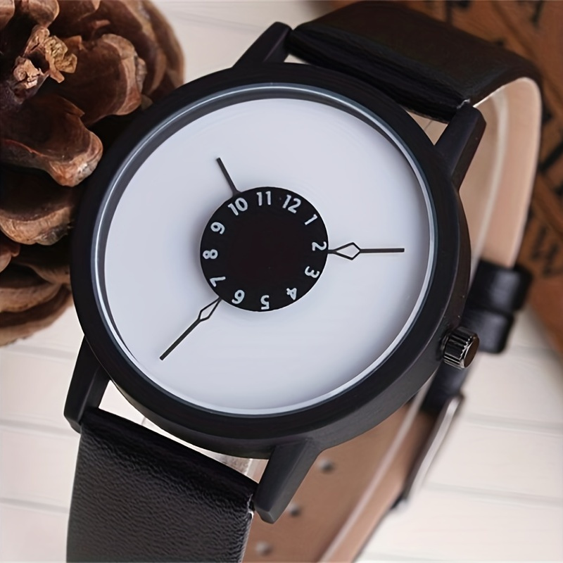 

New Creative Dial Quartz-watch Simple Lovers' Wristwatch, Ideal Choice For Gifts