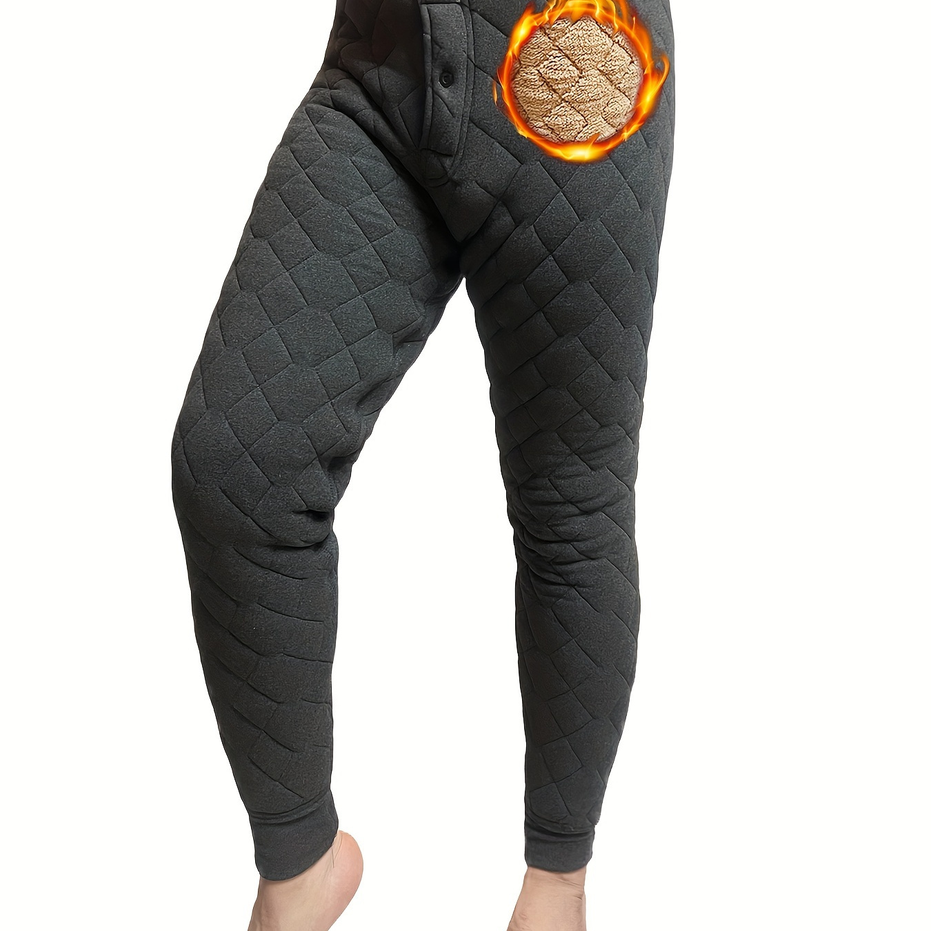 

Men's Thermal Pants With Lamb, Thickened Base Layer Pants To Keep Warm, Pants For Cold Weather, Slim Fit Fleece Pants