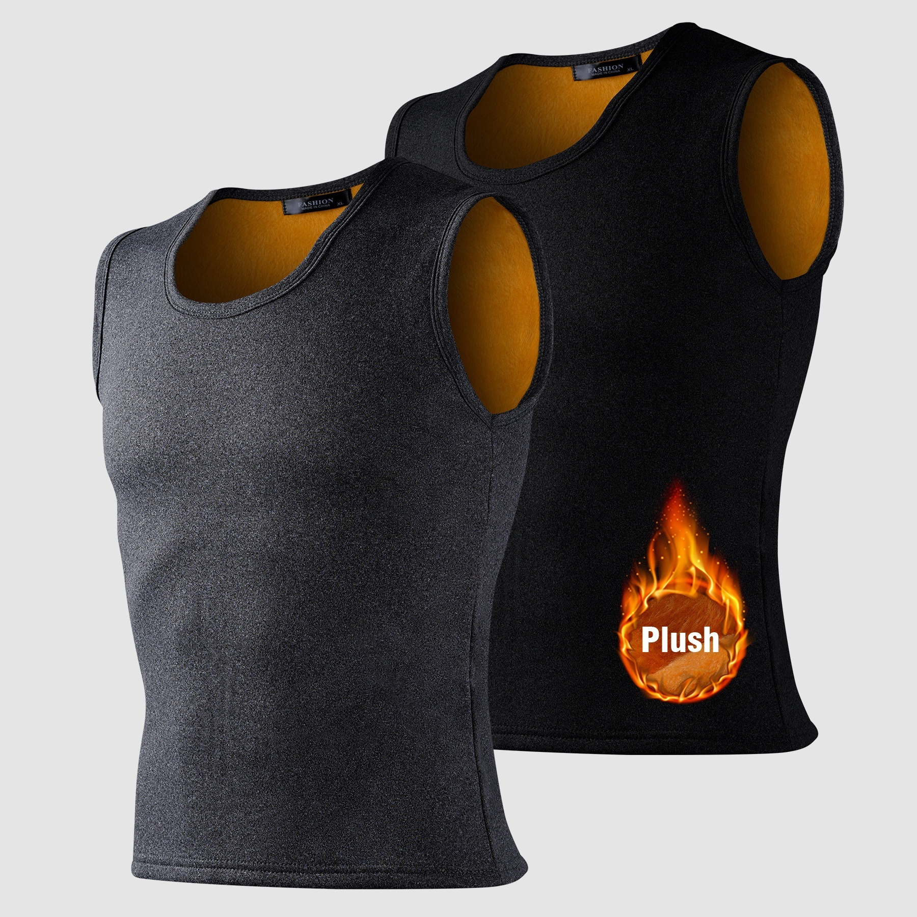 

2pcs Of Winter Double-sided Thickened Warm Vests For Men, Fitted Undershirts For Young Adults.