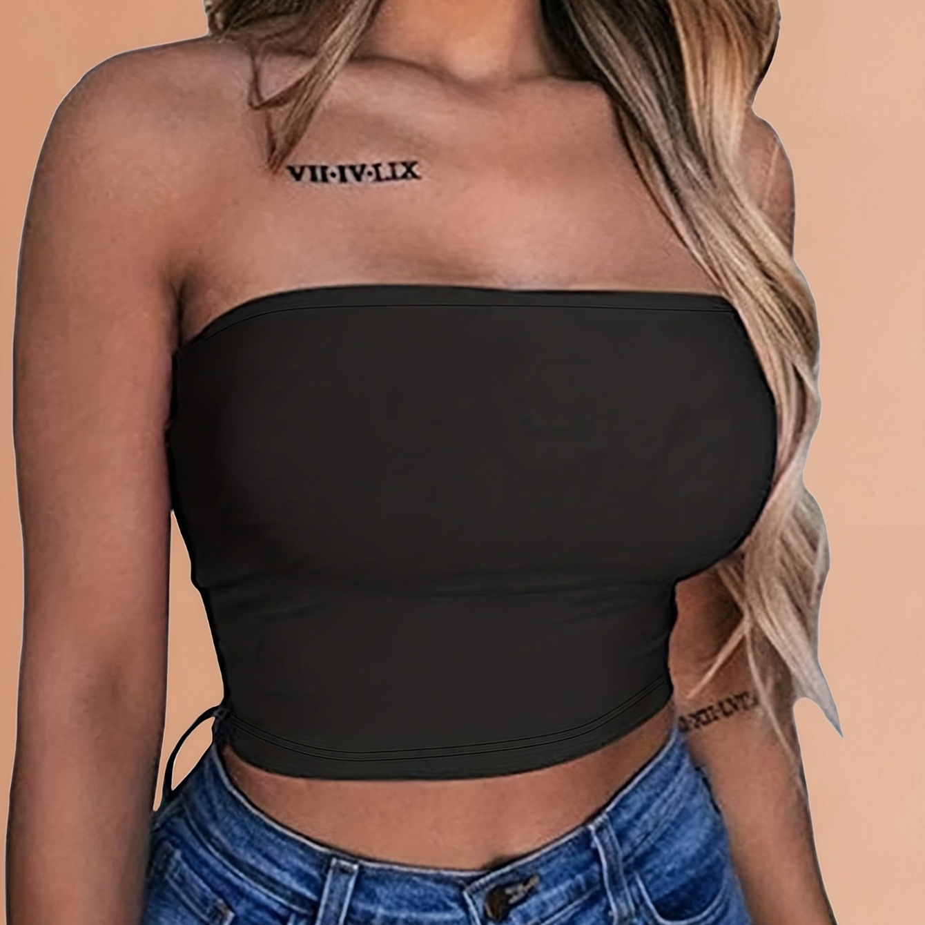 

Off Shoulder Solid Tube Top, Sexy Cropped Summer Sleeveless Top, Women's Clothing