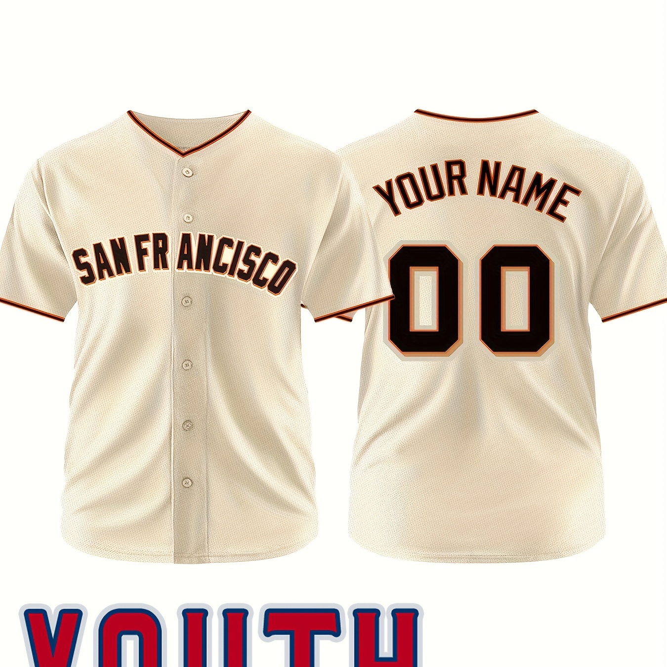 

Customized Boys Stylish Personalized Name And Number Baseball Jersey, Breathable V-neck Athletic Baseball Shirt For Training Competition