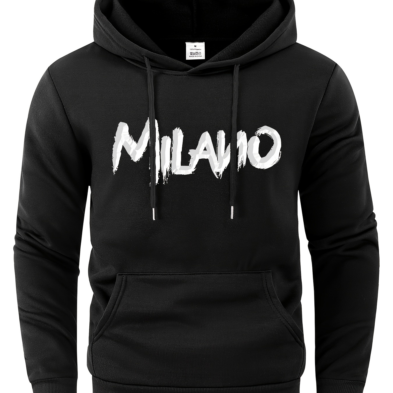 

'milano' Graffiti Print, Men's Casual And Cozy Hoodies, Trendy Long Sleeve Hooded Sweatshirt, Casual Versatile Top For Autumn Winter