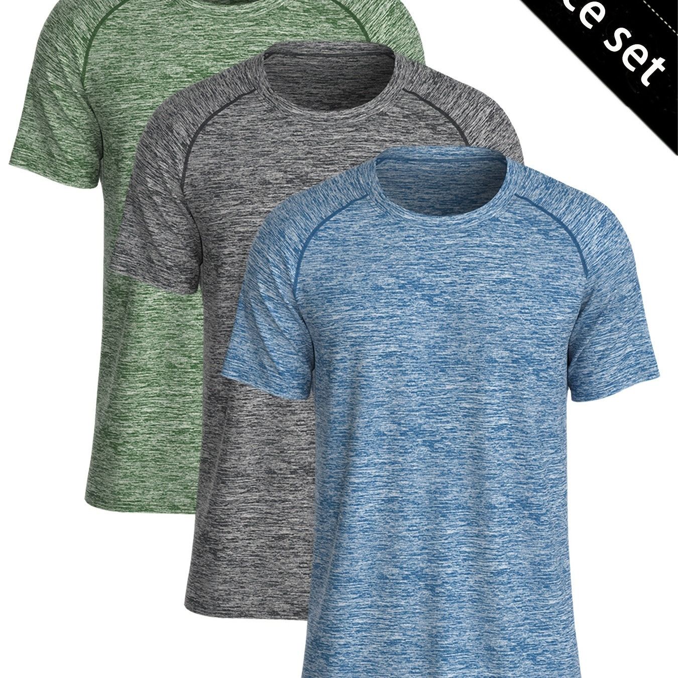 

Set Of 3 Men's Round Neck T-shirts, Stylish And Casual For Summer, Short-sleeved, Breathable, Moisture-wicking, Suitable For Fitness, Sports, And Casual Wear.