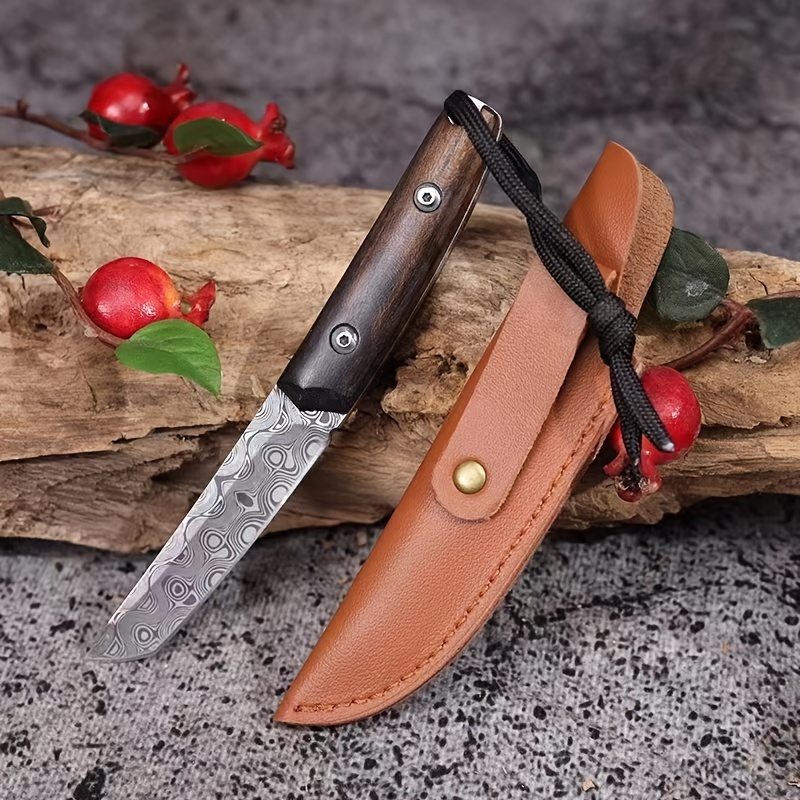 High Hardness Damascus Pattern Pocket Knife With Imitation Bone