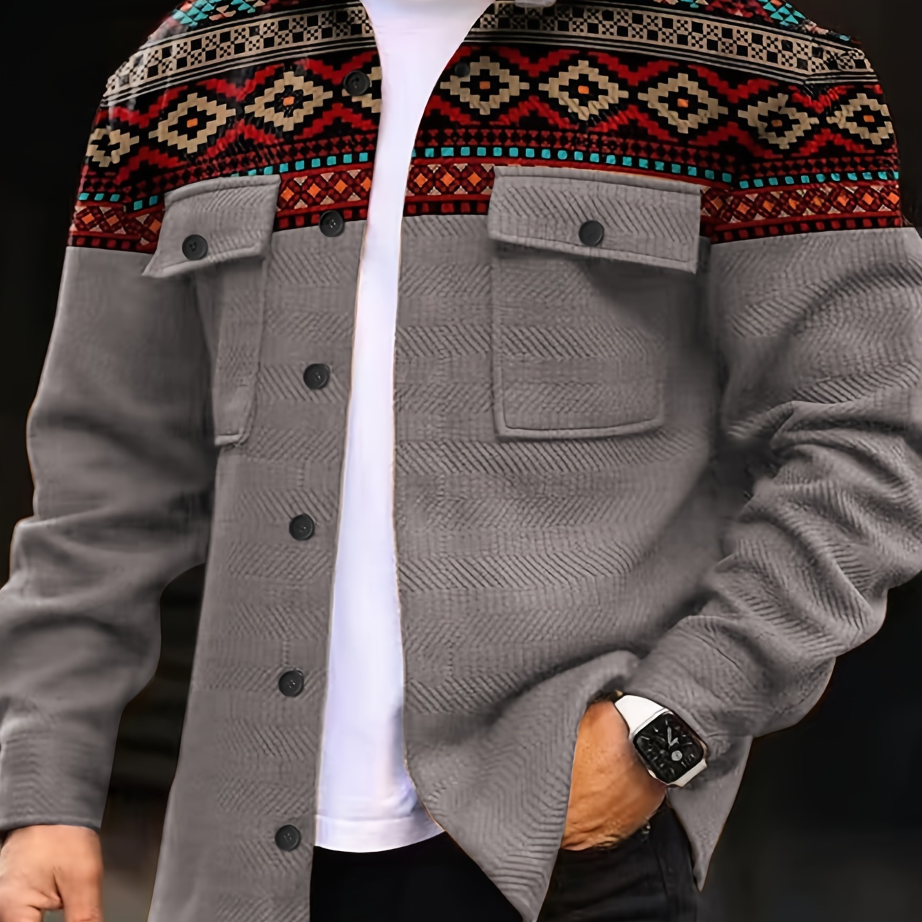 

Men's Casual Fashion Jacket - Soft , Long Sleeve With Lapel Collar, Outdoor Activities & Trendy Looks