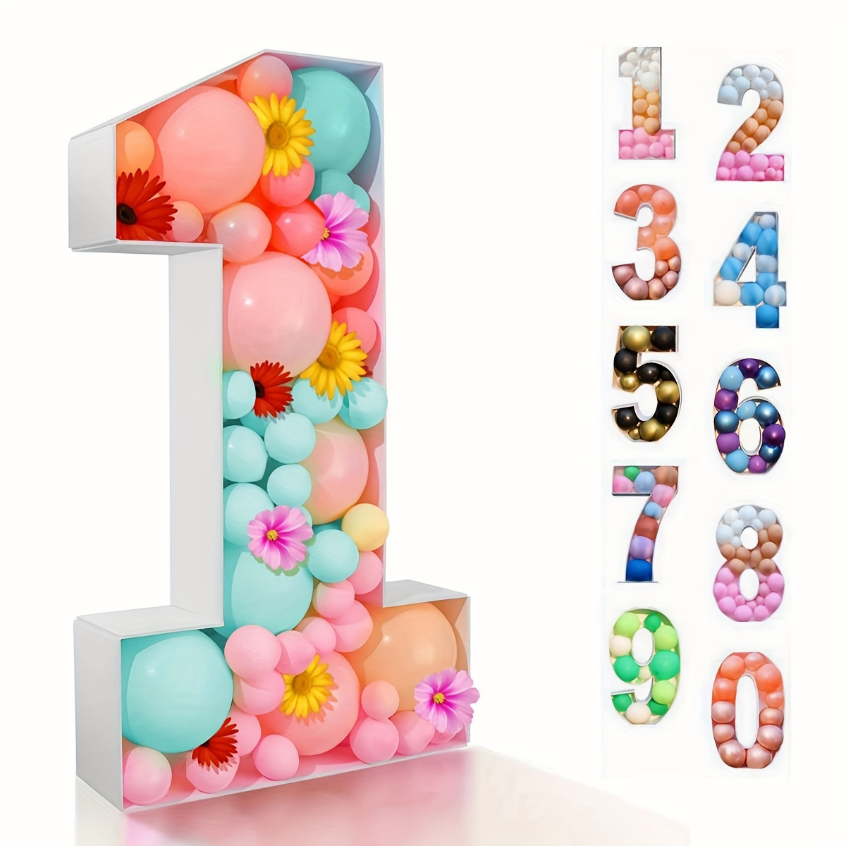

73cm Giant Birthday Figure Balloon: Perfect For Party Decoration, Baby Shower, Wedding Number Frame Box - Assorted Colors