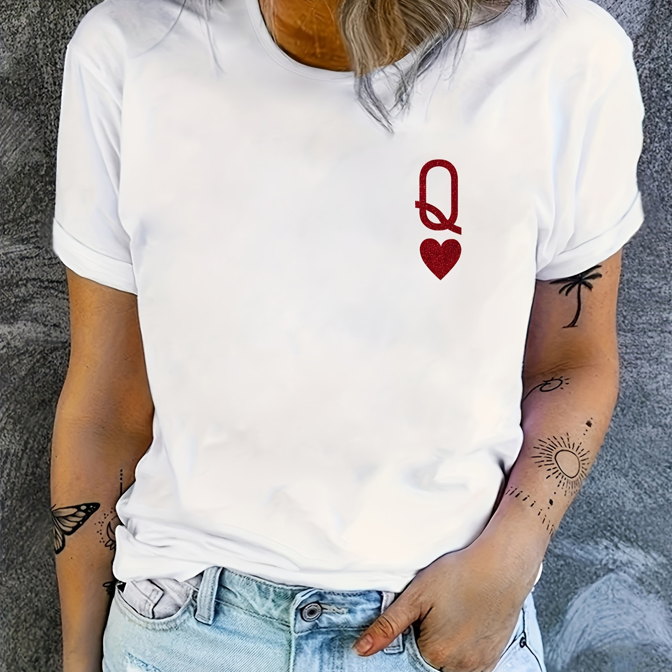 

Letter Print T-shirt, Short Sleeve Crew Neck Casual Top For Summer & Spring, Women's Clothing