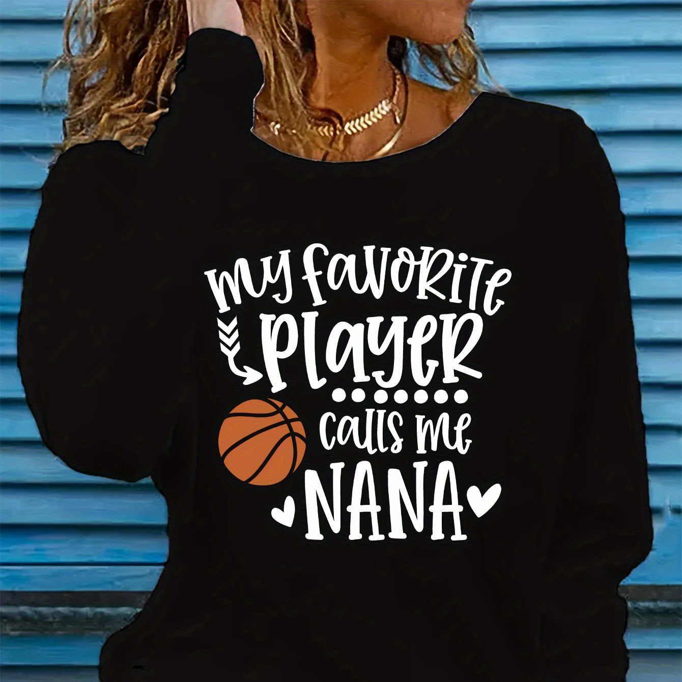 

Women's Casual Long Sleeve T-shirt With Basketball Graphic - Crew Neck, Soft Polyester, Machine Washable