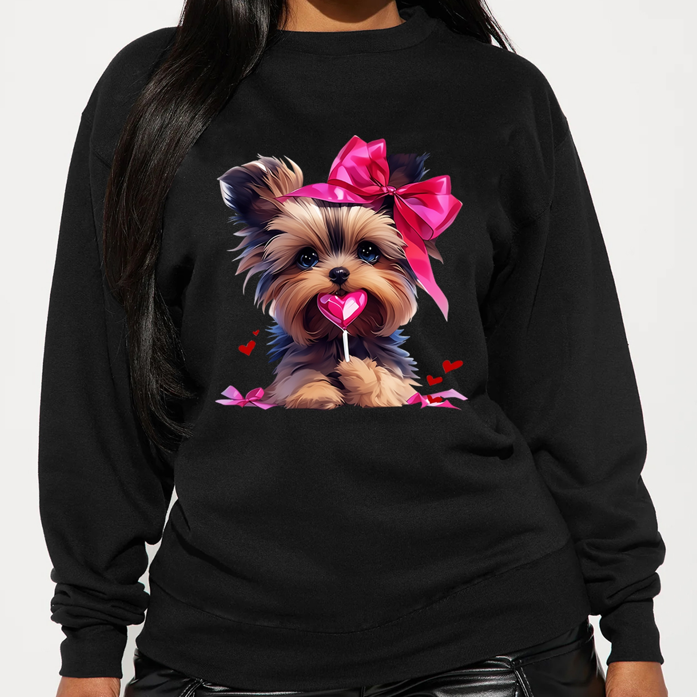 

Dog Print Sweatshirt, Crew Neck Casual Long Sleeve Sweatshirt, Women's Clothing
