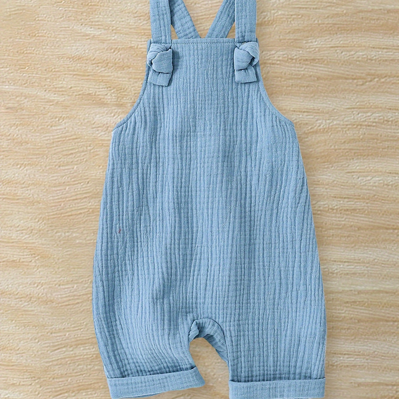 

Baby's Solid Color Comfy Muslin Bodysuit, Casual Jumpsuit, Toddler & Infant Girl's Onesie For Summer, As Gift