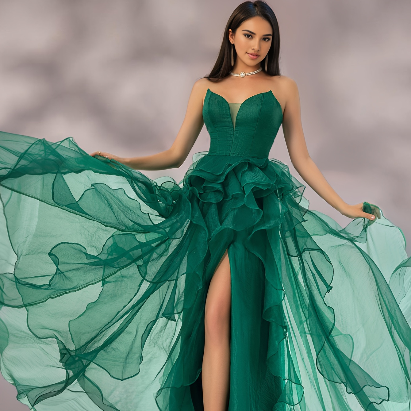 Ball Gown Vestidos De Encaje Verde Esmeralda Verde Esmeralda