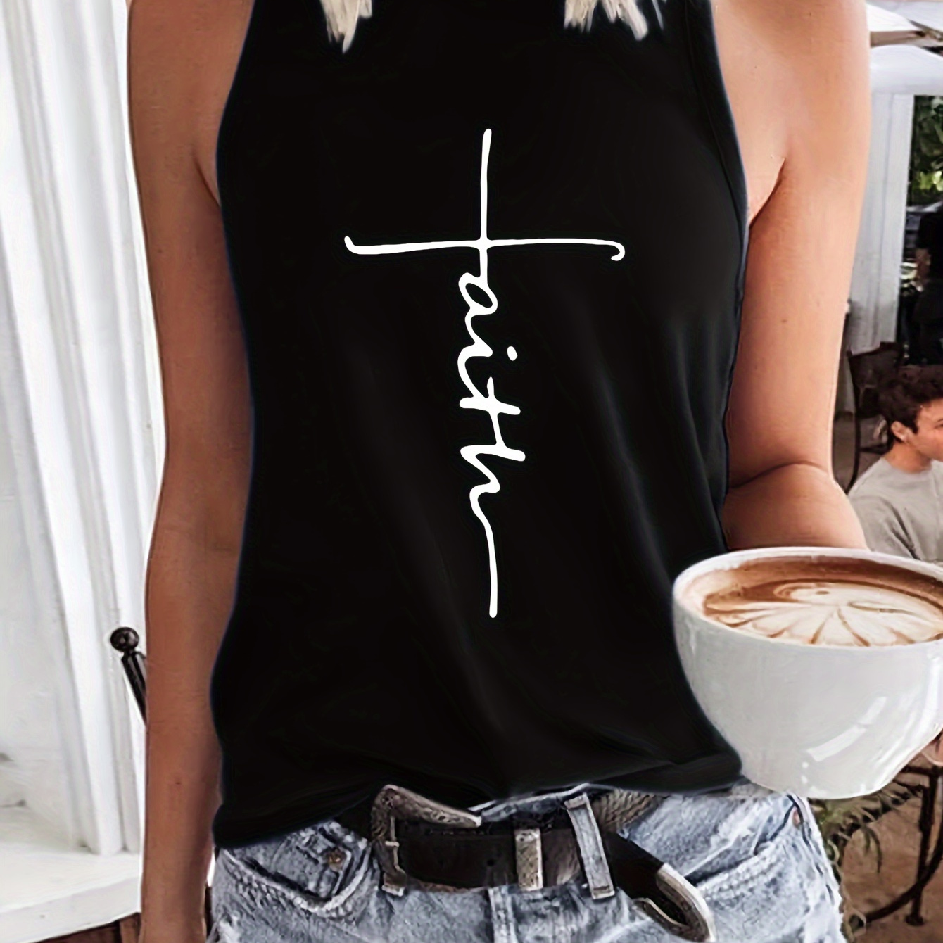 

Letter Print Tank Top, Sleeveless Casual Top For Summer & Spring, Women's Clothing