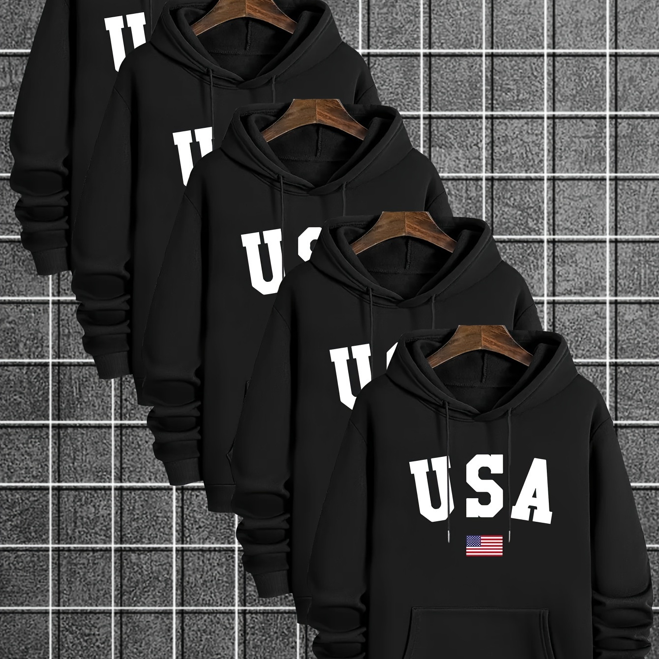 

5pcs Fleece-lined Set - & Sweatshirts Pattern, -