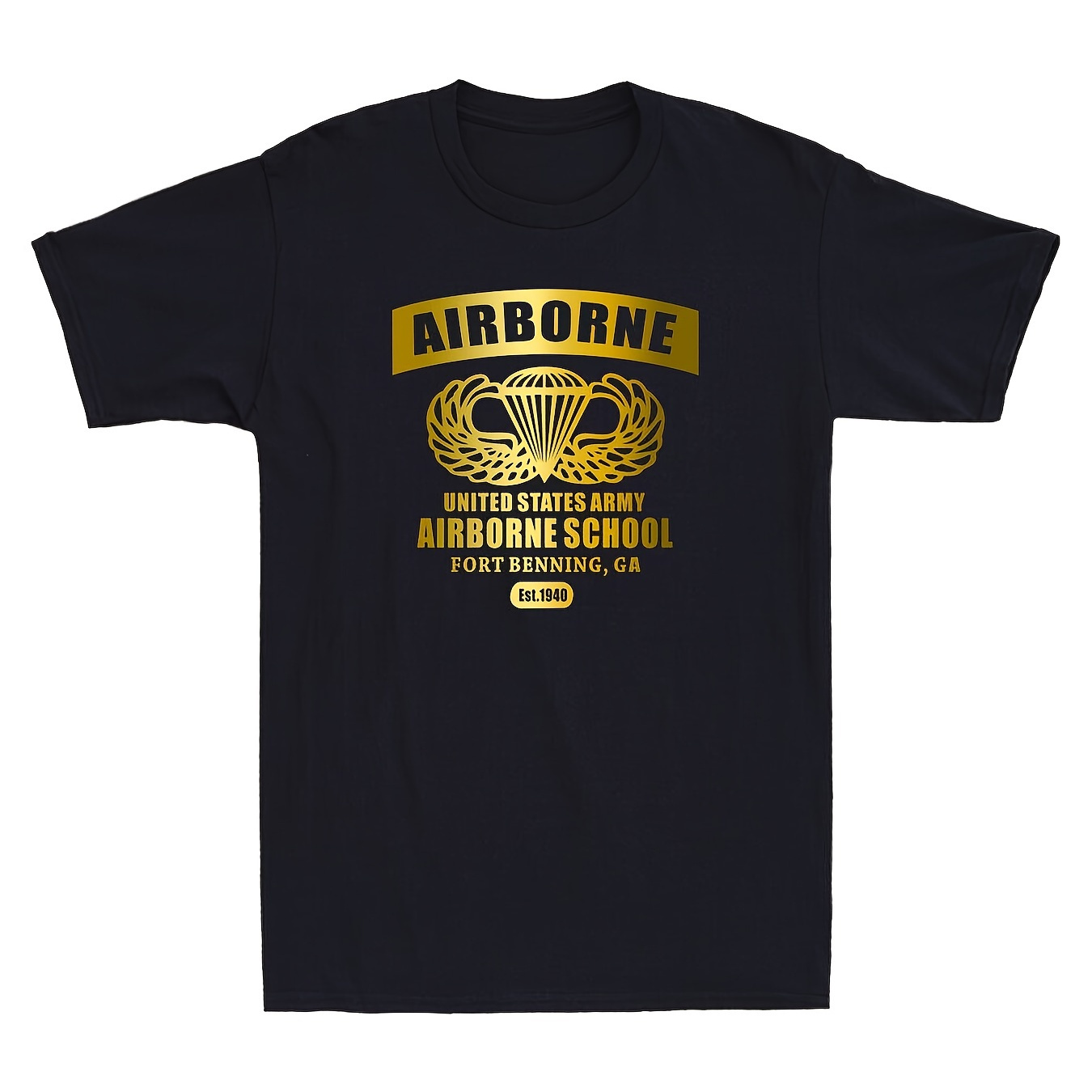 

Army Airborne School - Fort , Ga Men's Short Sleeve T-shirt Cotton Graphic Soft And Comfortable Round Neck - 220g