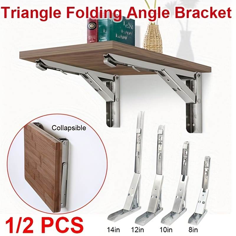 

8/10/14" Triangle Folding Angle Bracket Heavy Bracket Adjustable Wall Mounted Desk Stand Bracket Furniture