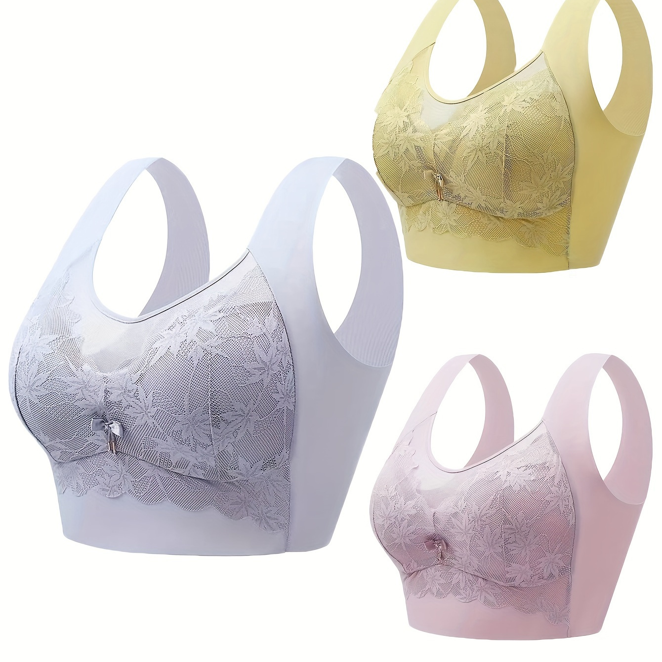 Valentine's Day Contrast Lace Wireless Bras Comfy Breathable - Temu