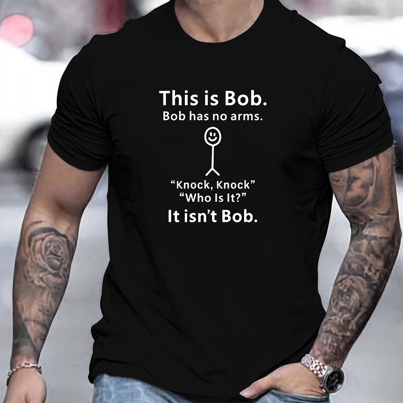 

Bob Has No Arms... Print T Shirt, Tees For Men, Casual Short Sleeve T-shirt For Summer