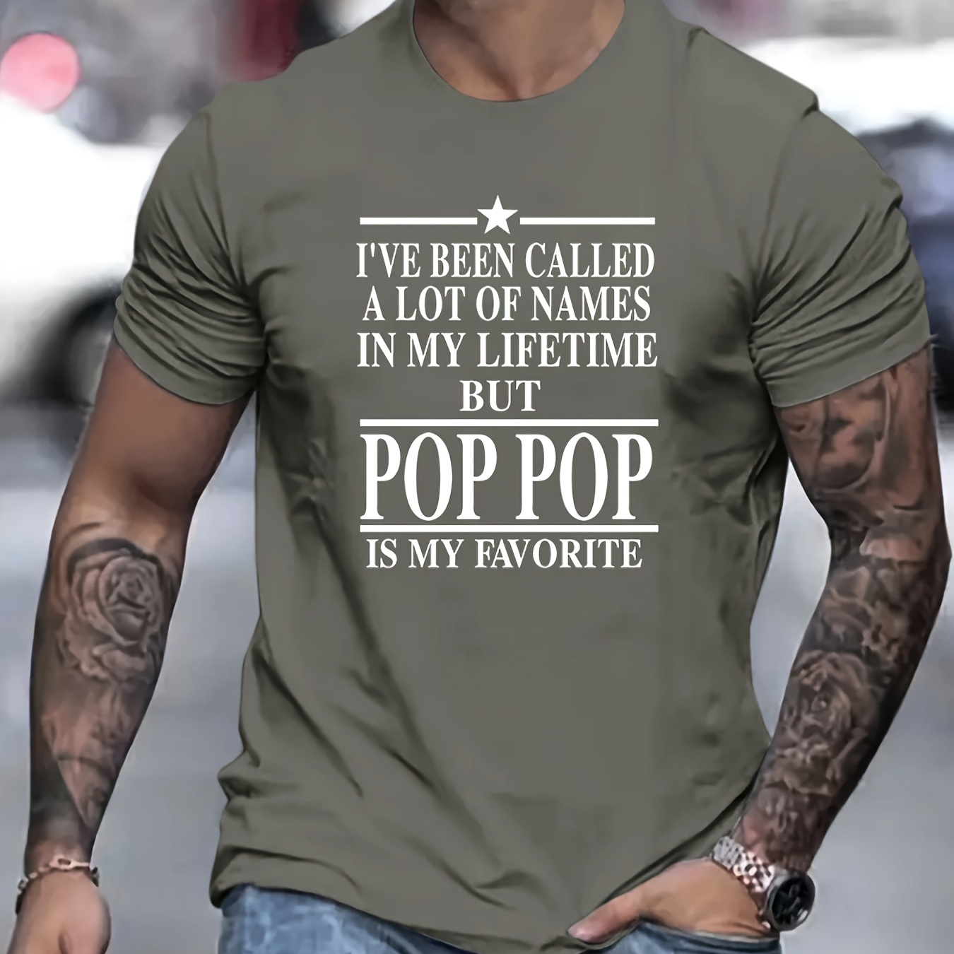 

Pop Pop Print T Shirt, Tees For Men, Casual Short Sleeve T-shirt For Summer