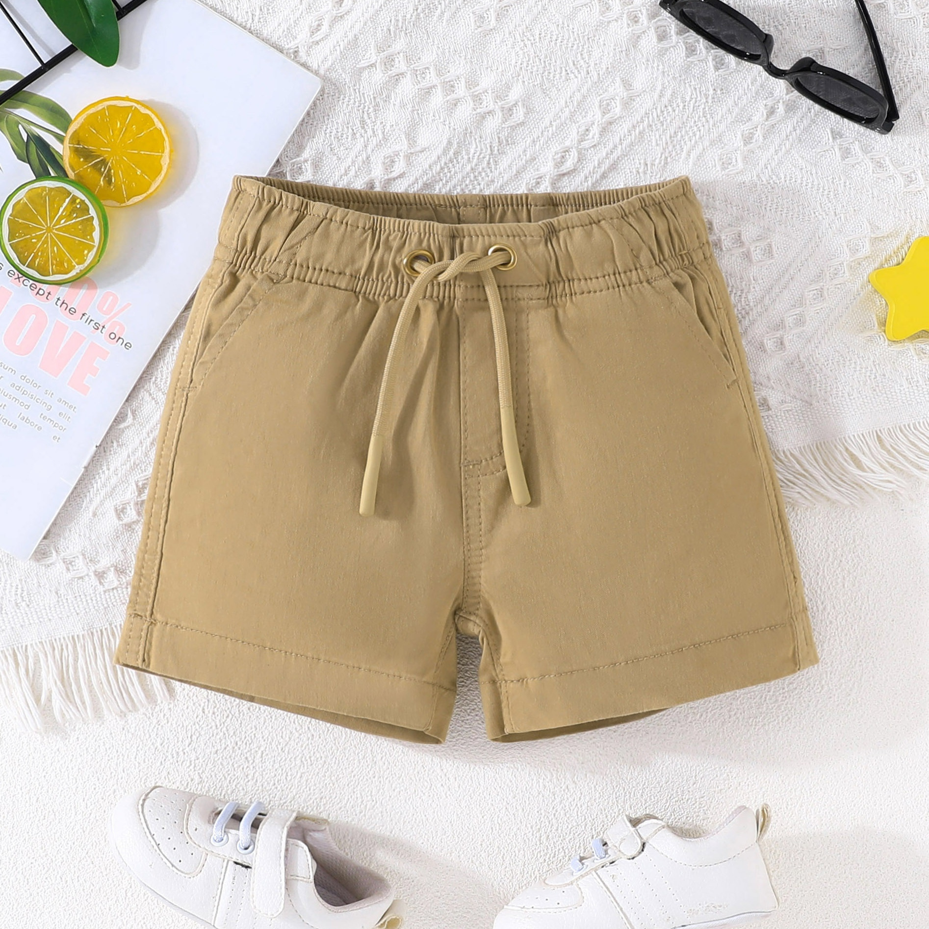 

Baby Boy's Summer Cotton Cargo Shorts, Solid Uniform Shorts, Formal Summer Short Pants For Infant & Toddler Kids