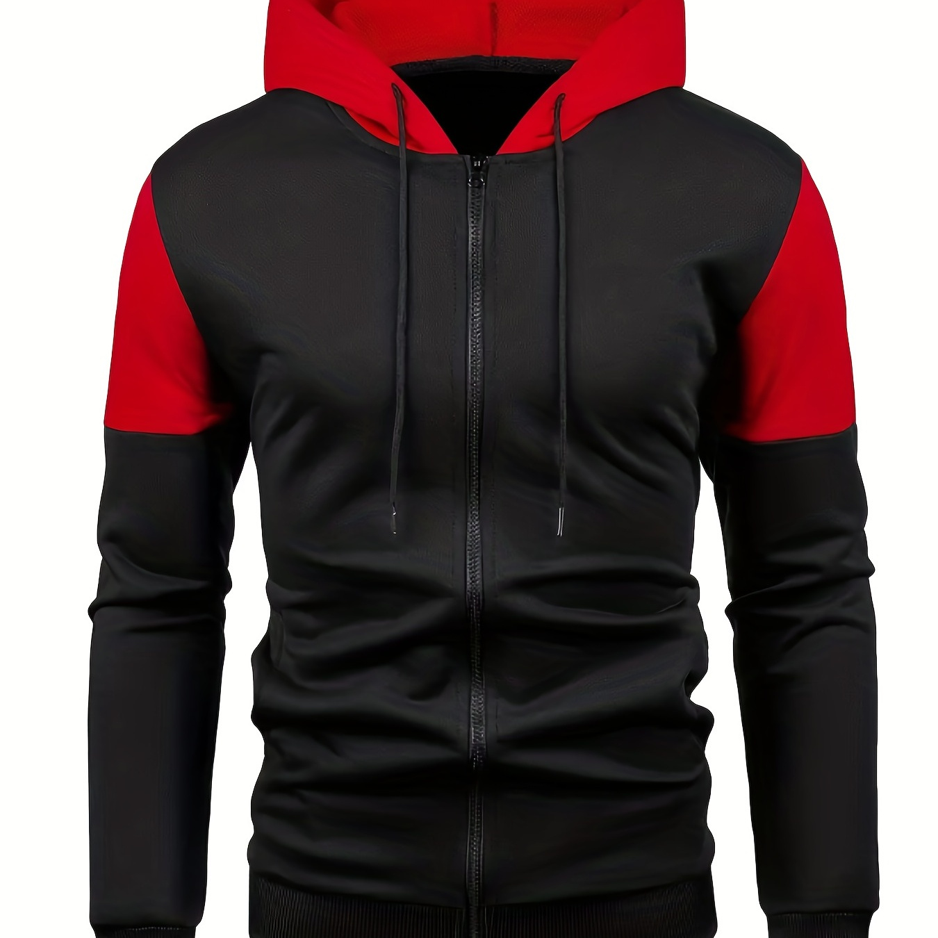 

Veste à capuche zippée à manches longues et contrastée pour homme, veste à capuche de sport d'hiver à la mode pour homme