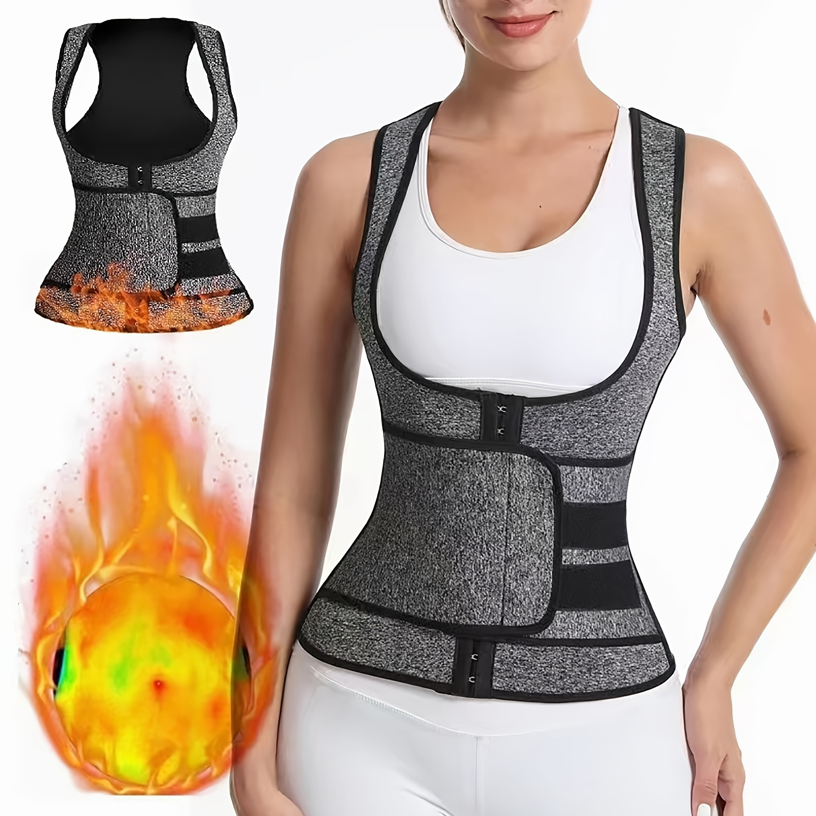 NINGMI Sauna Suit Women Waist Trainer Sauna Vest and Short Pants Body  Shapewear Set Slimming Vest Fitness Corsets Tops Women