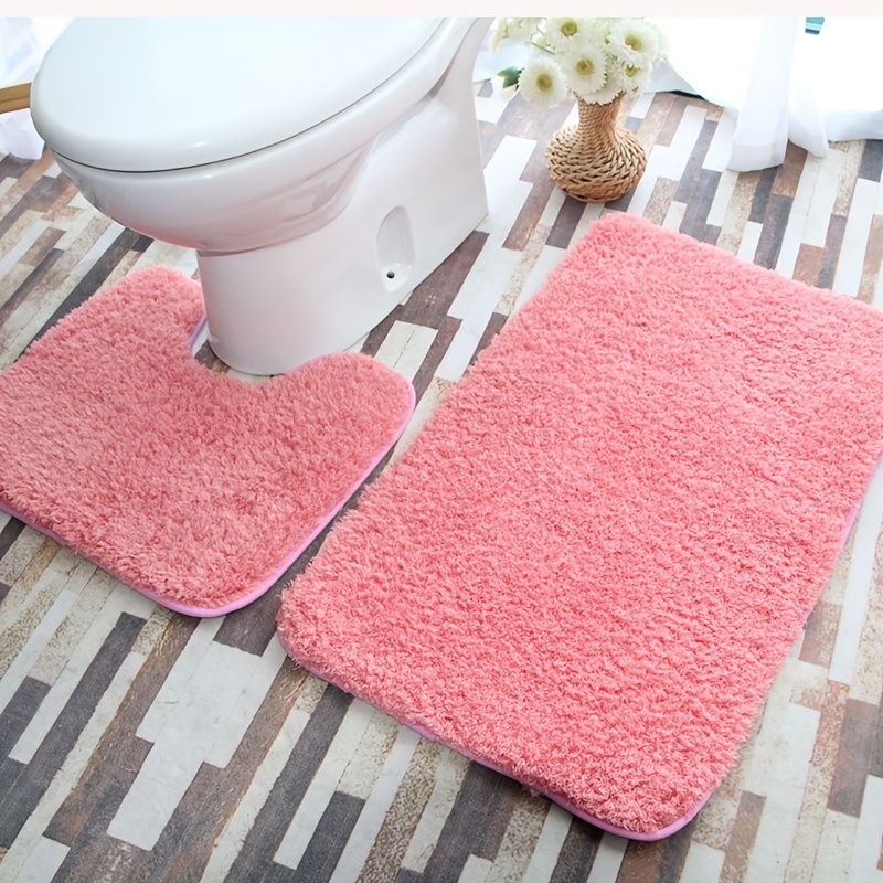 Bathroom Toilet Floor Mat Microfiber Fabric Bath Mat With - Temu