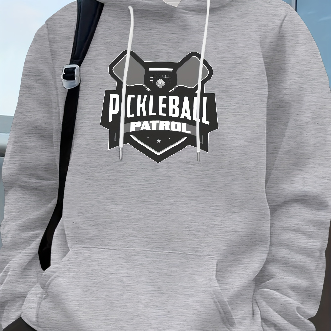 

Pickleball Print Cool Hoodies For Men, Men's Casual Pullover Hooded Sweatshirt With Kangaroo Pocket Streetwear For Spring Winter Fall, As Gifts