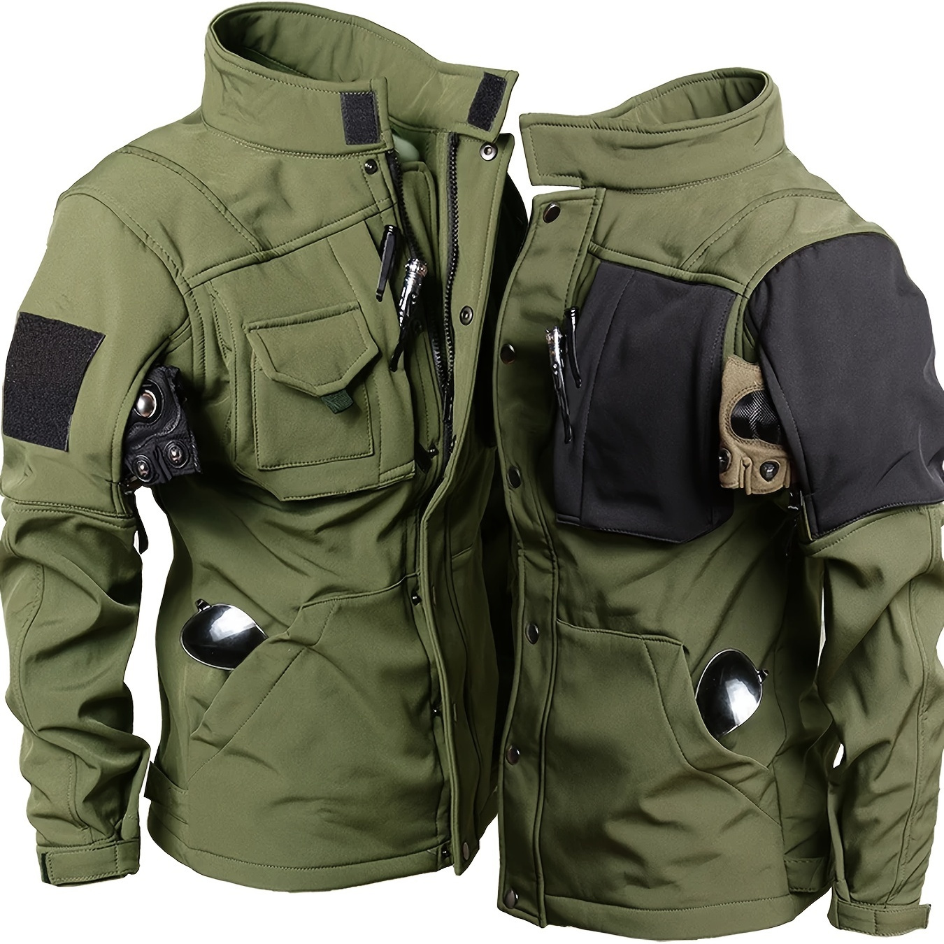mens black jacket multiple pockets military style - Temu South Africa