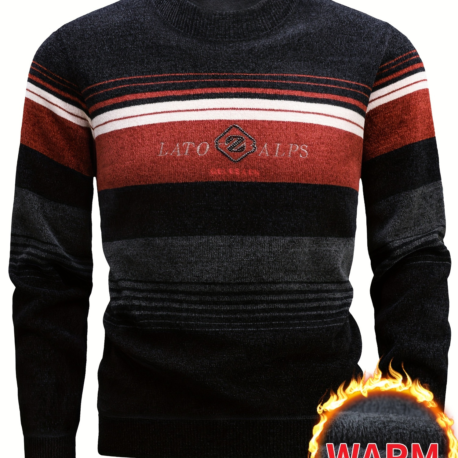 

Striped Fleece-lined - , , And Embroidered Lettering For Fall And - For