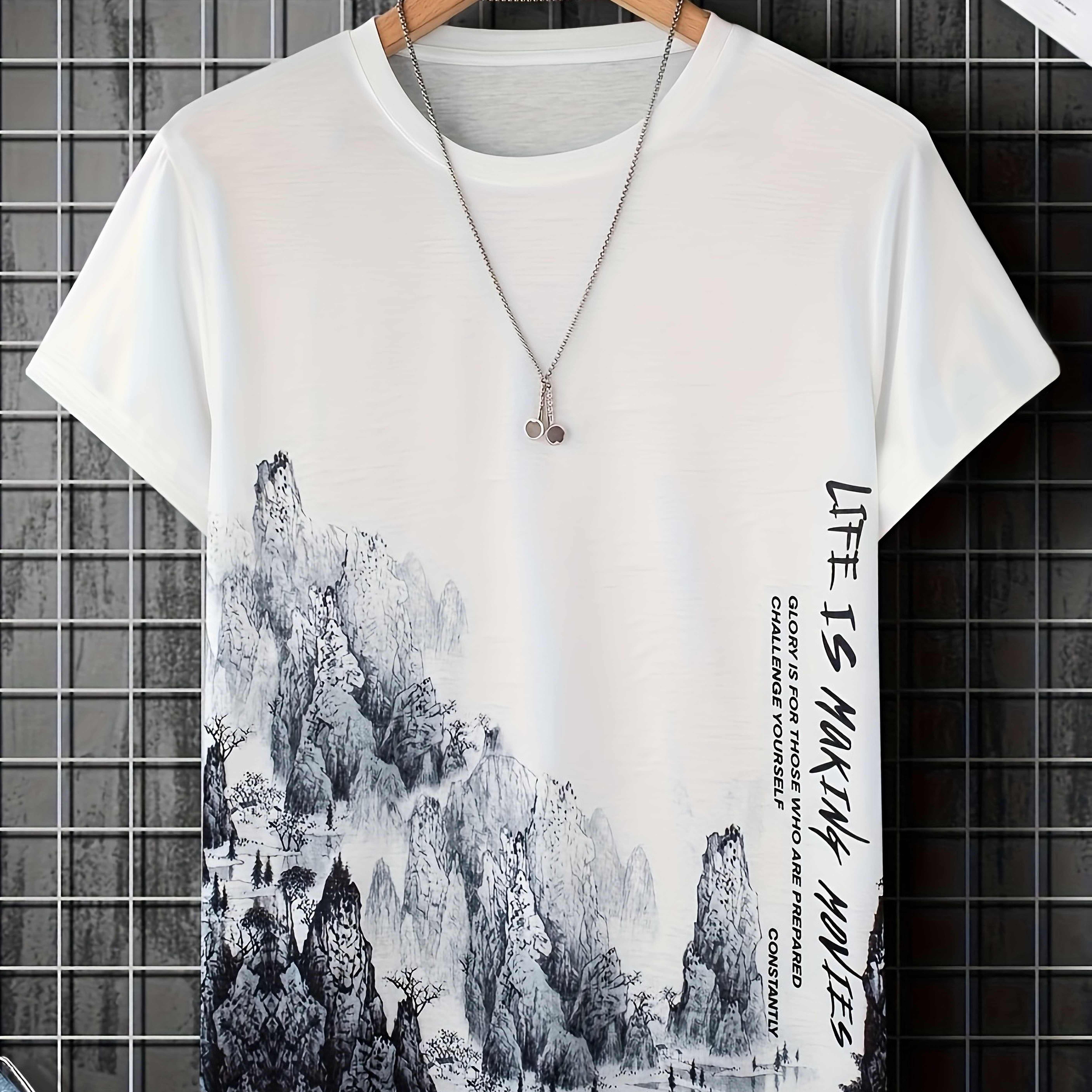 

Men's Casual Printed T-shirt - 100% Polyester, Short Sleeve, Round Neck, Machine Washable - Summer , Jt6121