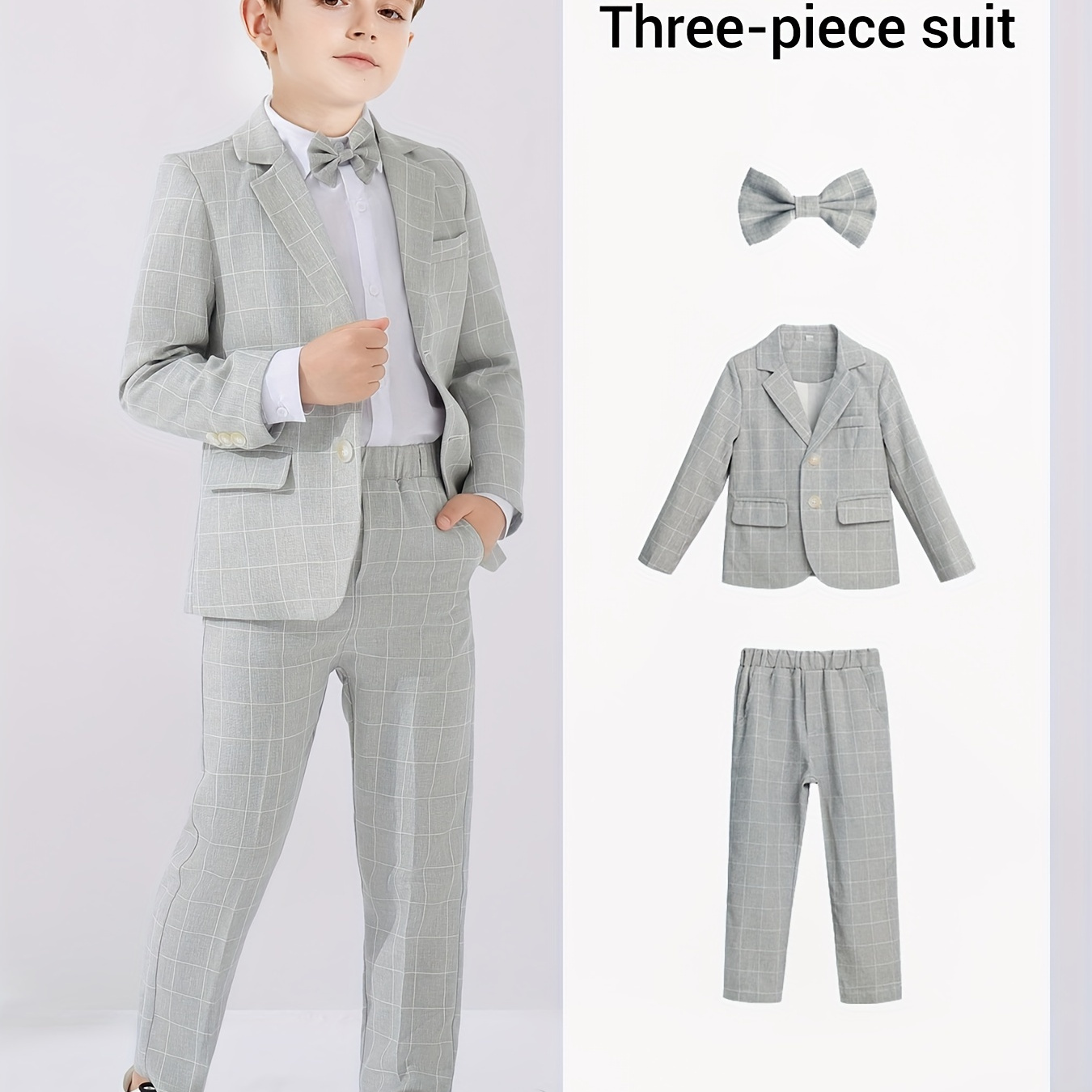 

3pcs Boys Formal Outfits, Long Sleeve & & Pants, Kids Clothing Set For Set