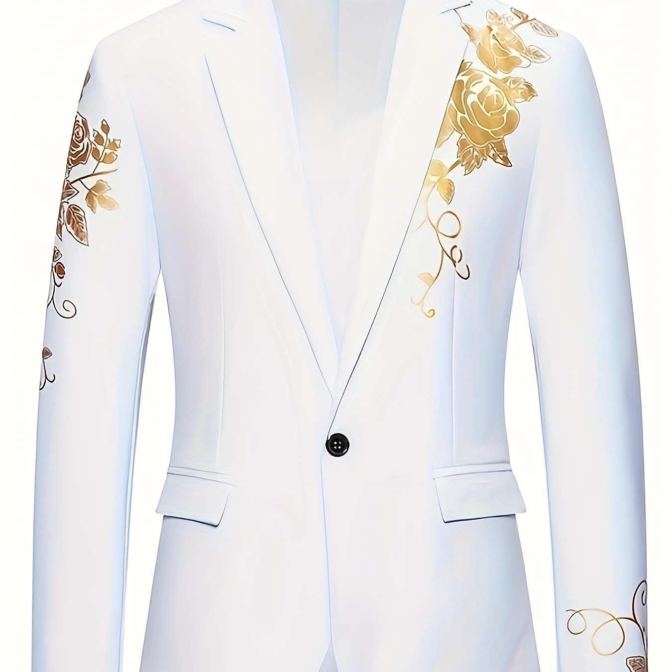 

Floral Pattern Blazer, Men's Casual Flap Pocket Lapel Suit Jacket For Spring Fall Business, Old Money Style