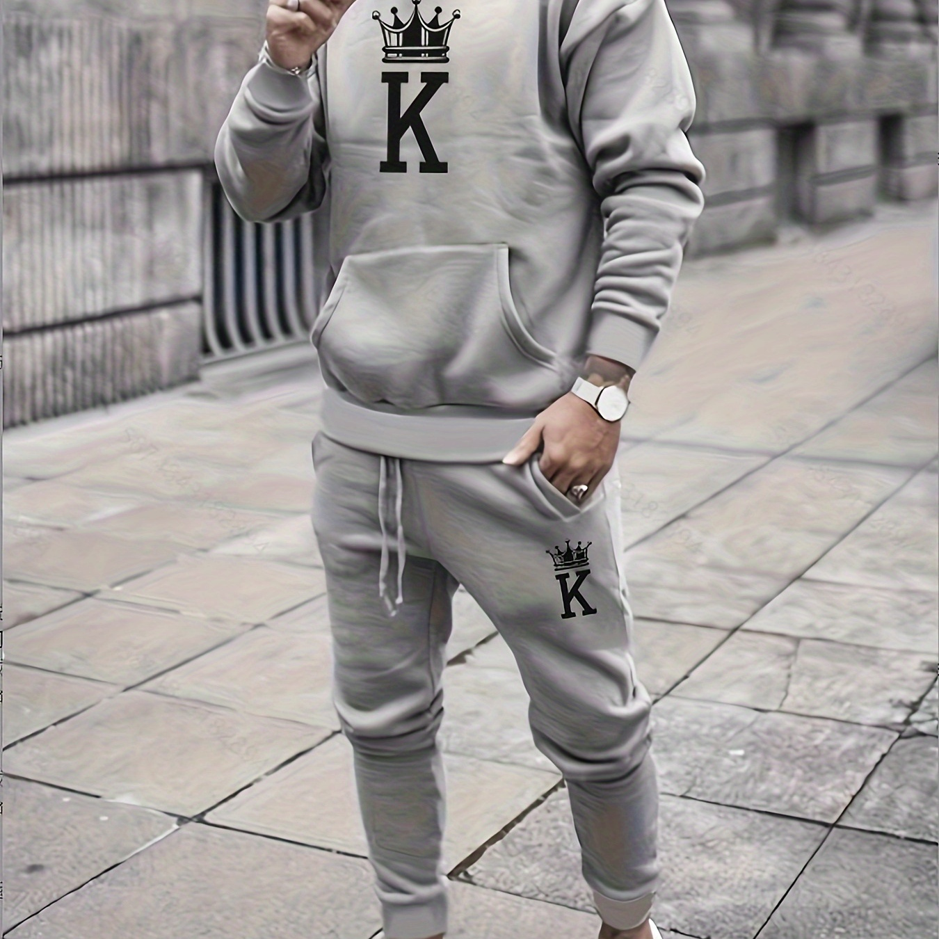 

Sporty Casual Printed Hooded Suit