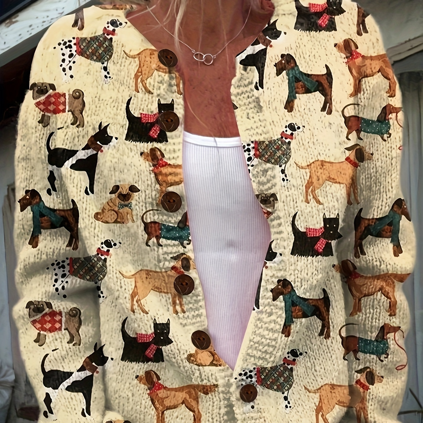 

Cardigan à motif de chien imprimé 3D dans un style