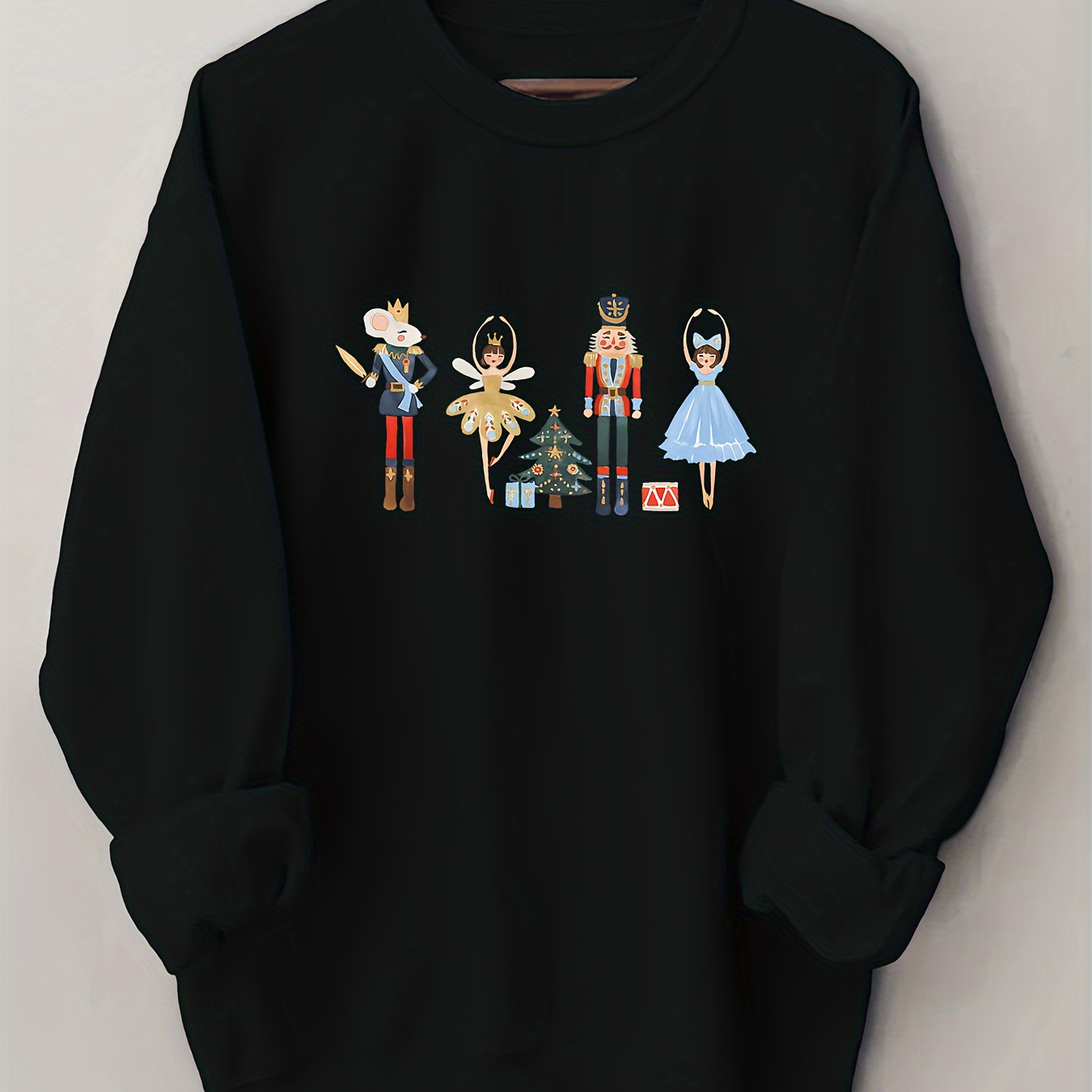 

Christmas Print Sweatshirt, Casual Long Sleeve Crew Neck Sweatshirt, Women's Clothing