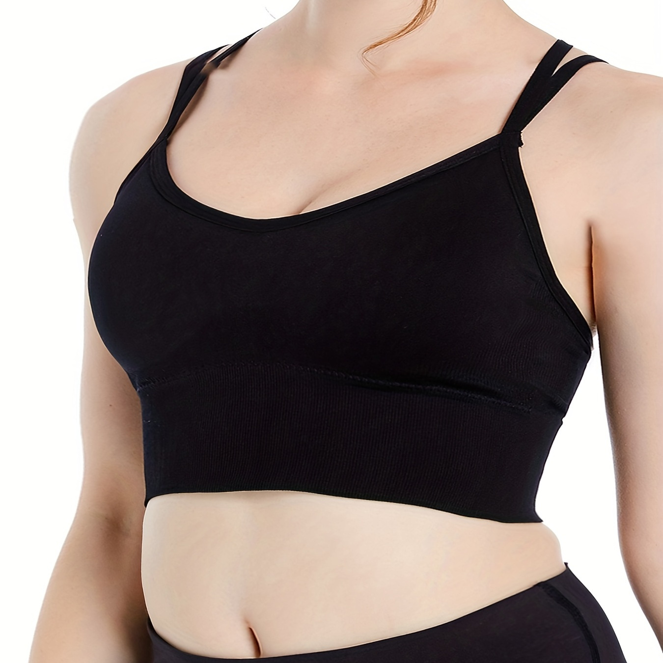 Plus Size Sports Bra Women's Plus Solid Round Neck Cross - Temu