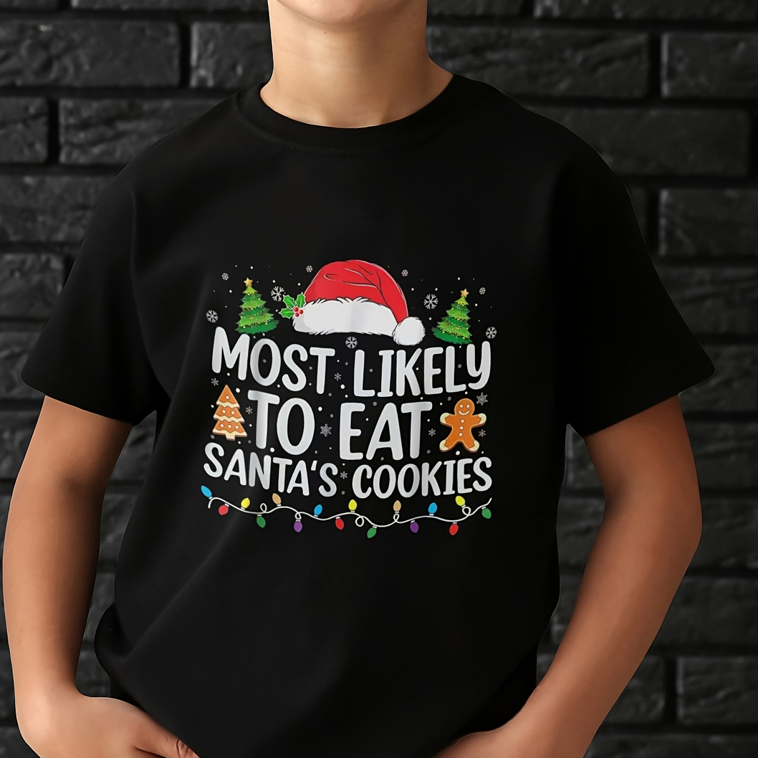 

most To" Fun Christmas Santa Youth Crew Neck T-shirt - 100% Cotton Casual Tee, Breathable & Lightweight, Non-stretch Fabric, Ideal For Summer Outdoor Play & Gift - Fits Teens 13+