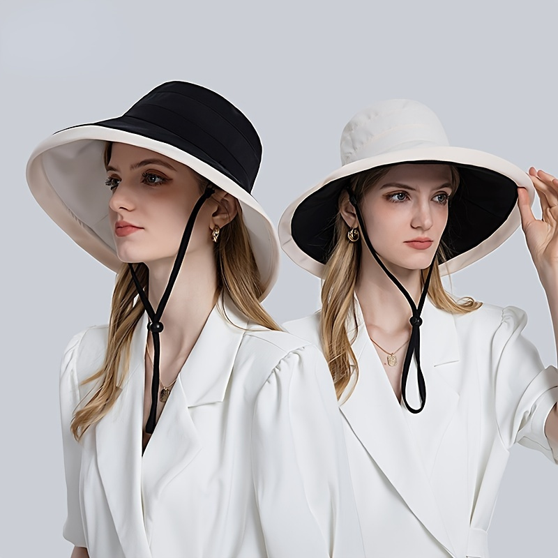 Women's Double sided Open Top Floppy Hat With Face Mask For - Temu
