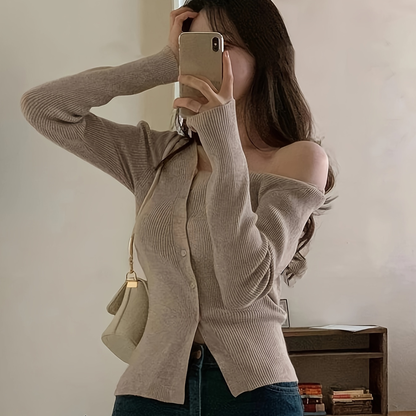 

Gilet en tricot à boutons asymétriques sur le devant, cardigan décontracté à manches longues de couleur unie pour le printemps et l'automne, vêtements pour femmes