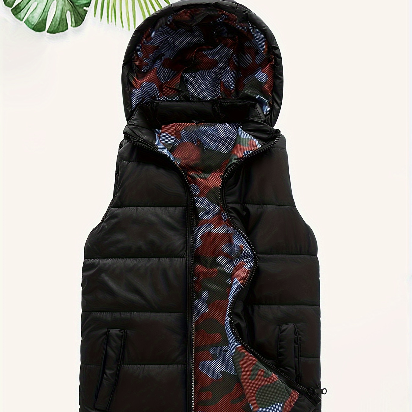 

Boy's Vest Winter Kids Hooded Vests Camouflage Print Lining Sleeveless Jacket 6-14 Years