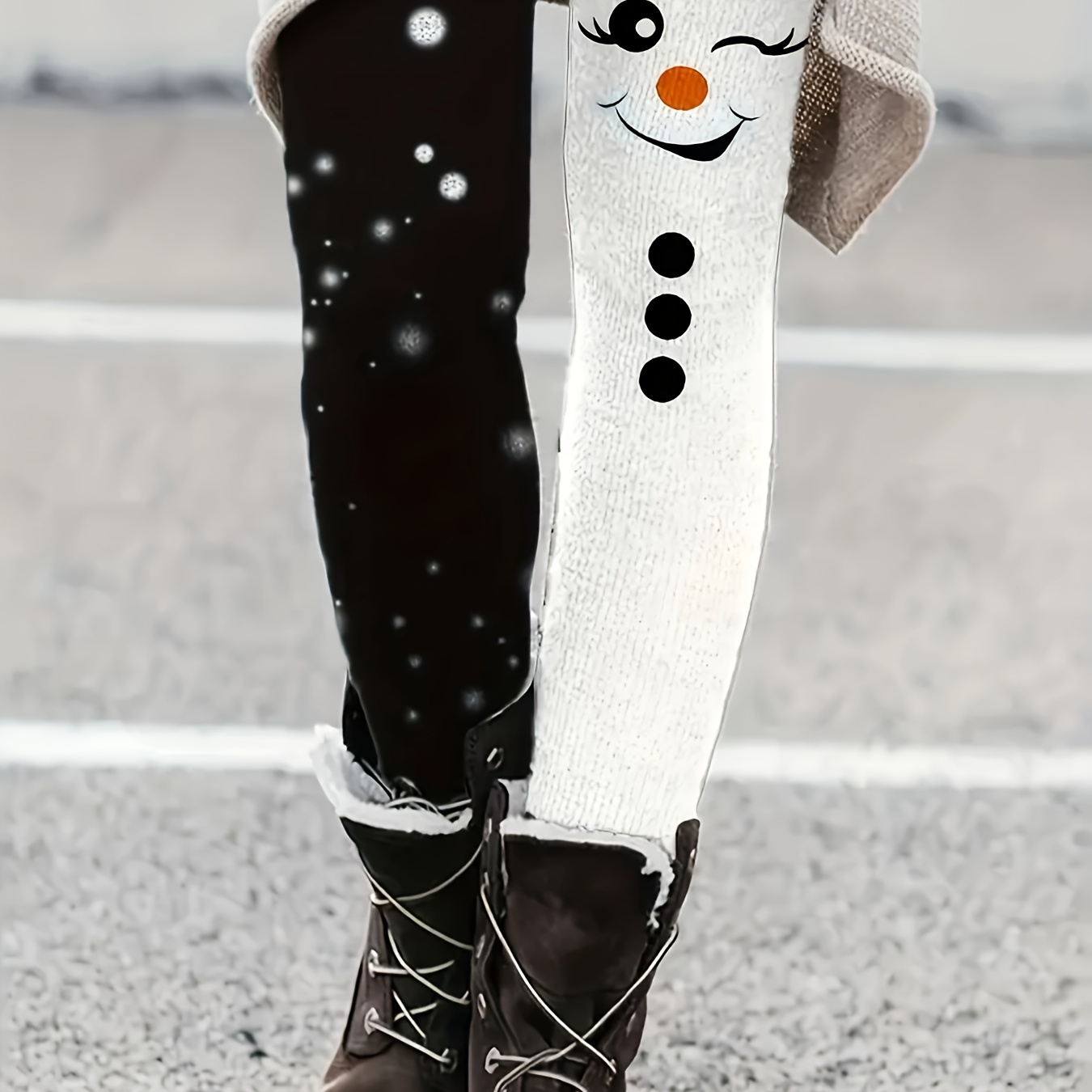 

Yuletide , Christmas Snowman Leggings For Women - Stretchy Polyester, , All-