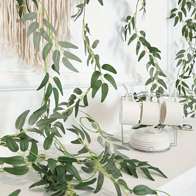 Eucalyptus Garland Long Willow Leaves Fern Greenery Garland - Temu