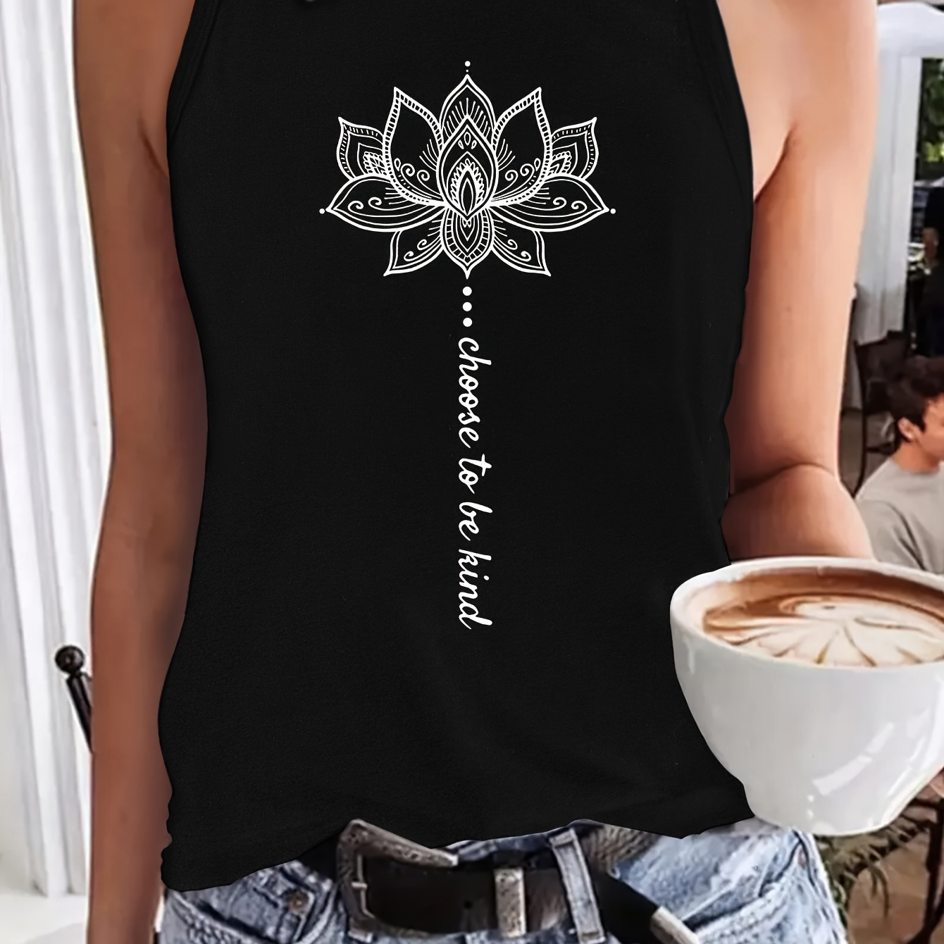 

Lotus Neck Top, Casual Sleeveless Top For Summer, Women's Clothing