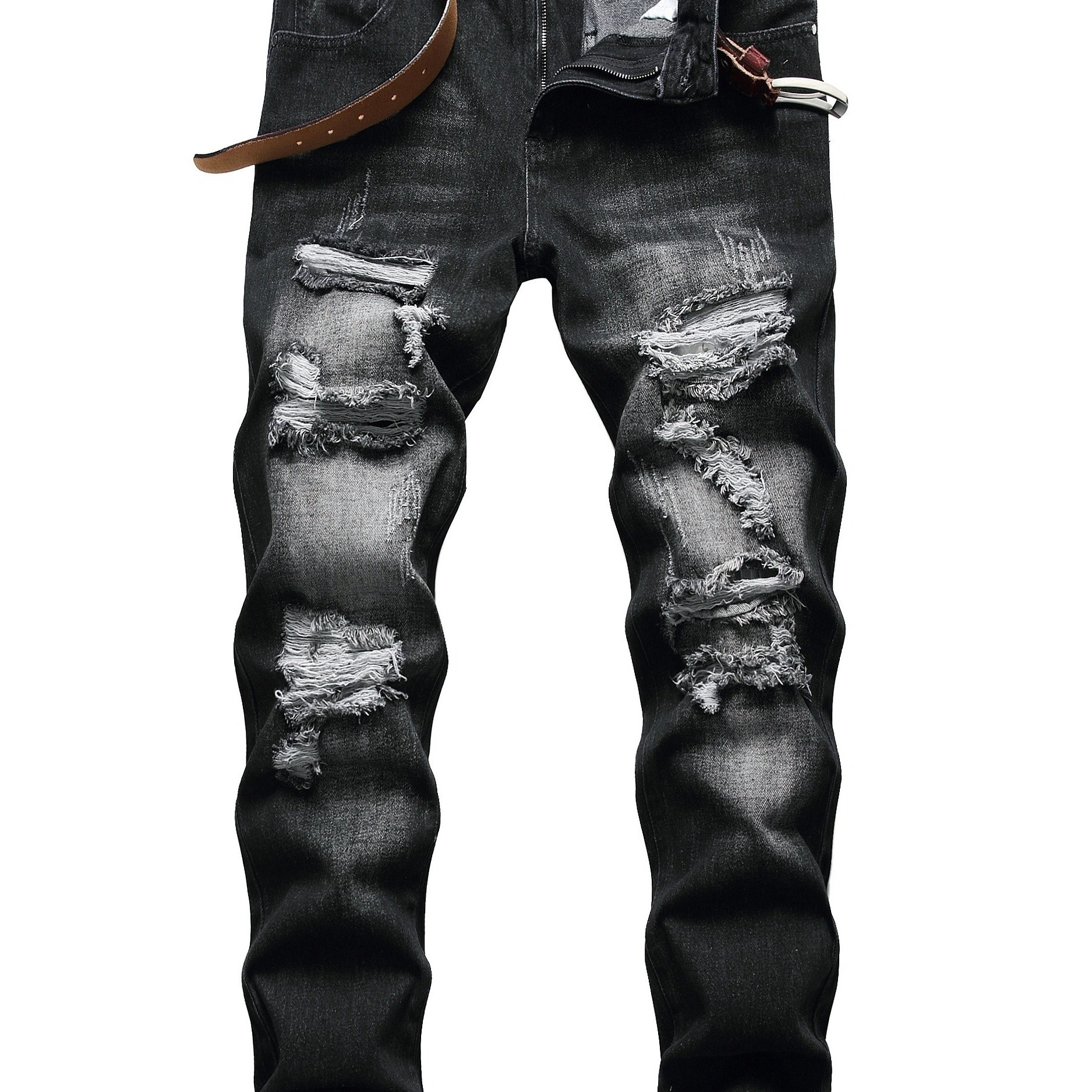 

Men's Ripped Slim Fit Jeans Black Jeans For Men Straight Leg Distressed Regular Fit Jeans Designer Fashion Pants