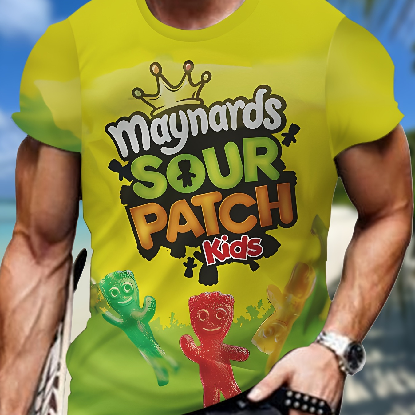 

Men's Gummy Graphic Print T-shirt, Short Sleeve Crew Neck Tee, Men's Clothing For Summer Outdoor