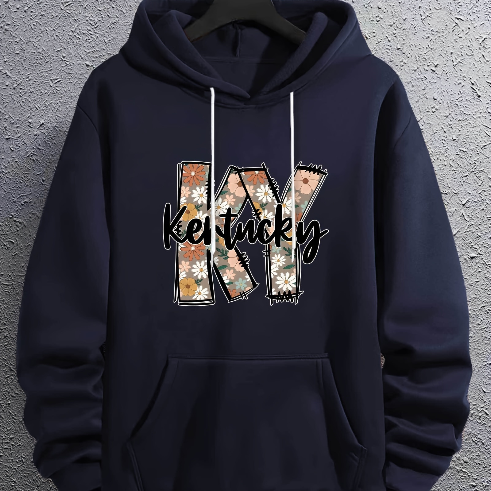 

Ky Print Kangaroo Pocket Hoodie, Casual Long Sleeve Hoodies Pullover Sweatshirt, Men's Clothing, For