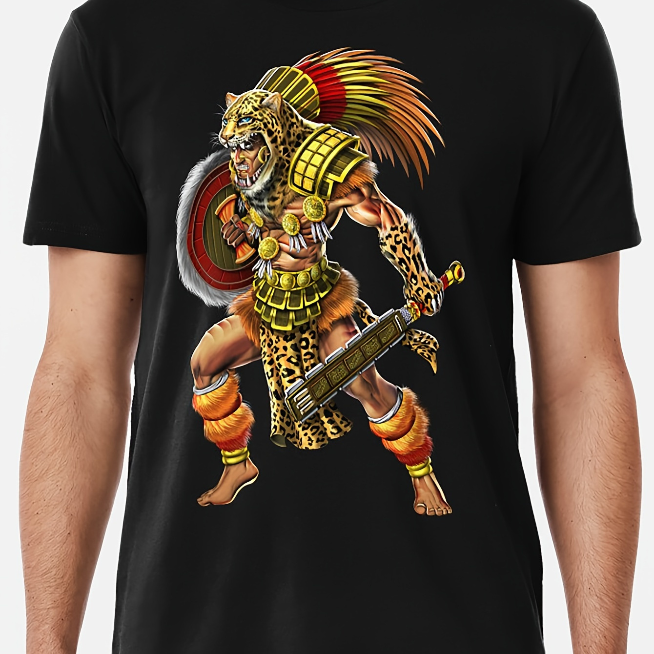 

Aztec Warrior Premium T-shirt, Casual Unisex Short Sleeve Tee Tops, Youth & Adult Black T Shirt, Gift, Christmas Gift